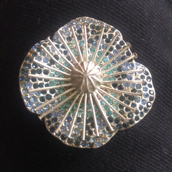 Marc Jacobs Brooch Designer Jewellery blue crystals/rhinestone flower - Picture 3 of 16